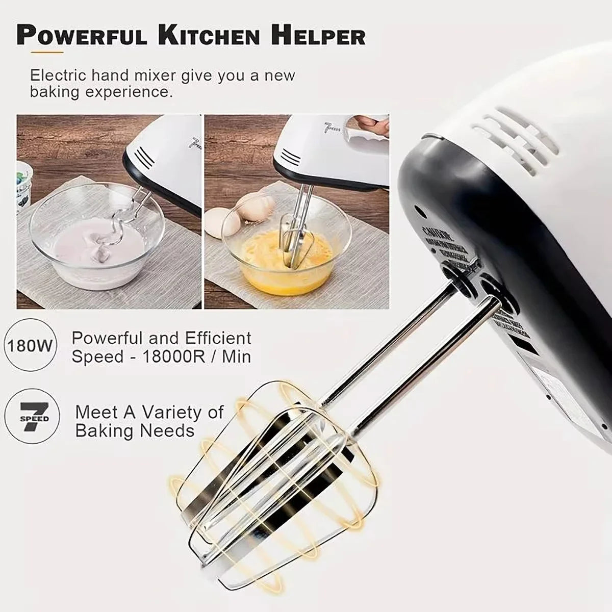 Handheld Electric Egg Beater 7-Speed