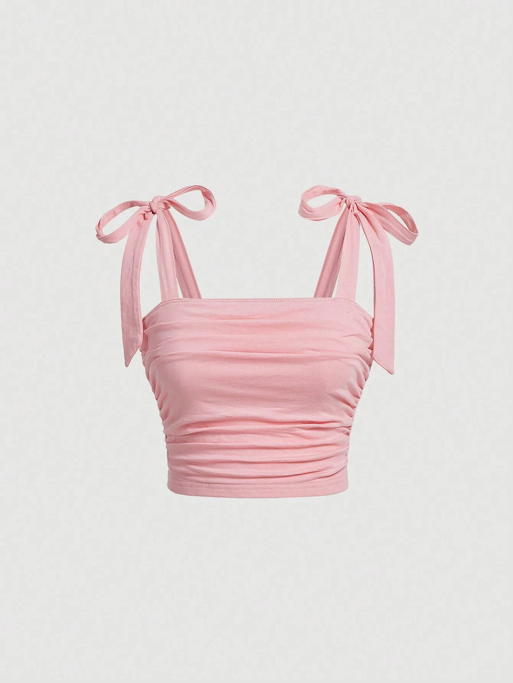 Princess Tie Shoulder Ruched Crop Top