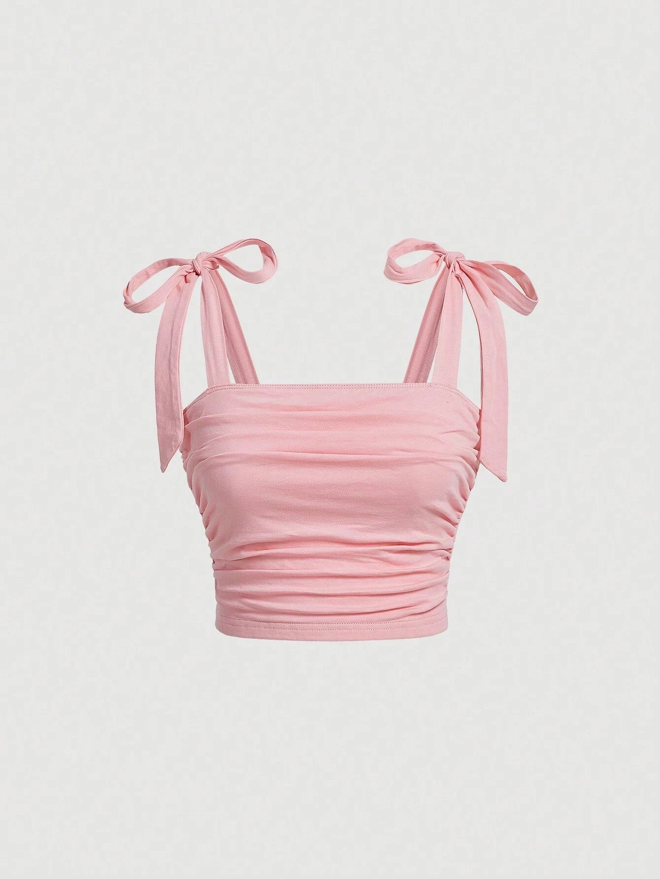 Princess Tie Shoulder Ruched Crop Top